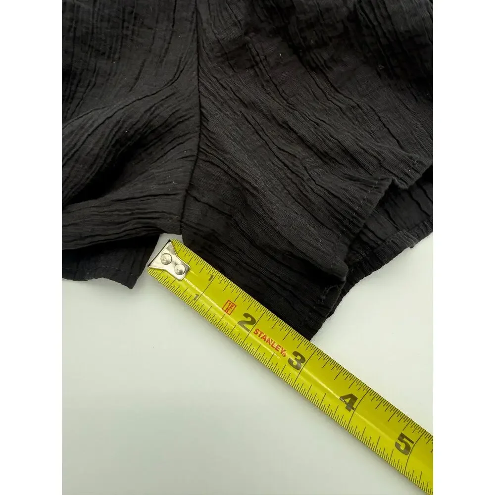 Zara Black Cotton Crinkle Gauze Shorts Smocked Waist Pull On Boho Flowy Sz XS 4